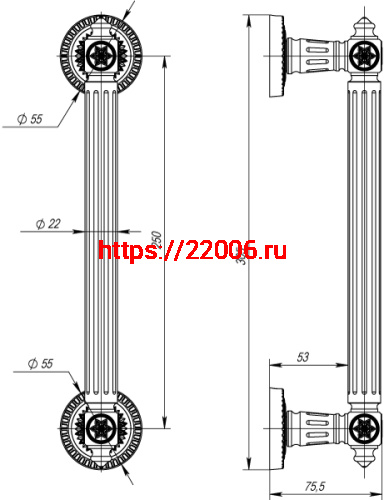 Ручка-скоба Armadillo (Армадилло) PULL.CL250.Matador ( Matador PULL CL) AS-9 античное серебро фото 3