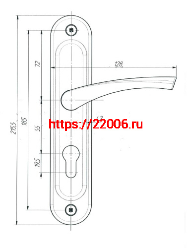 Ручка дверная Zenit (Зенит) на планке РФ1-55.17 (медь) фото 3