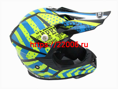 Мотошлем YM-915 черно-сине-желтый полосатый (XS)