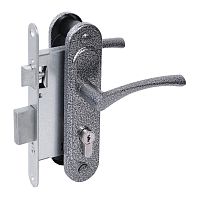 Замок Absolyute (Абсолют) врезной цилиндровый с защёлкой в комплекте с ручкой ЗВ4-3/07 (серебро антик), 4 кл.