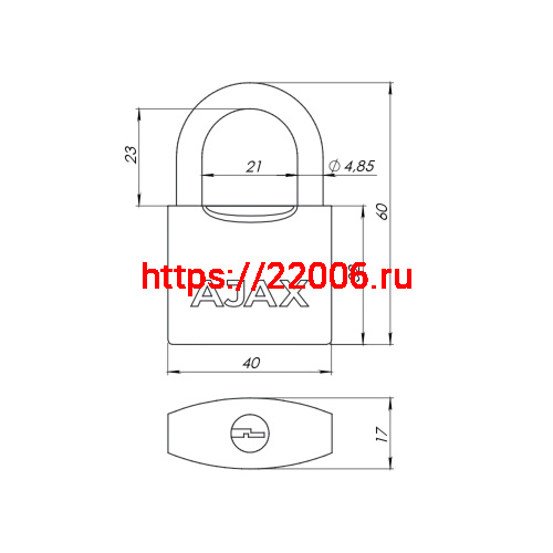 Замок Ajax (Аякс) навесной PD-0538 3 key фото 2