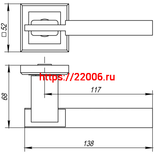 Ручка Punto (Пунто) раздельная K.QL52.CITY (CITY QL) GR/CP-23 графит/хром фото 2