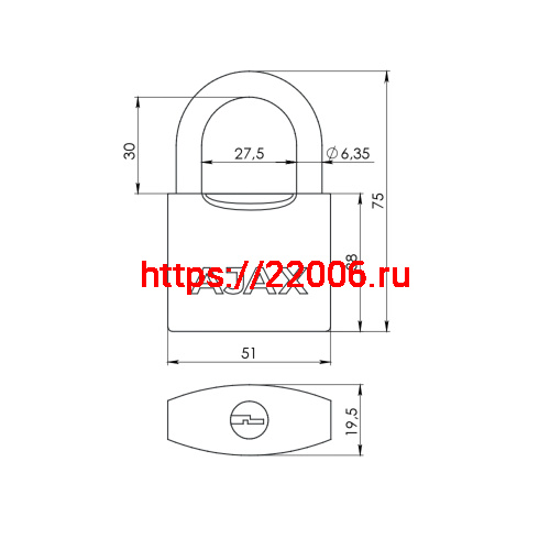 Замок Ajax (Аякс) навесной PD-0550 3 key фото 2