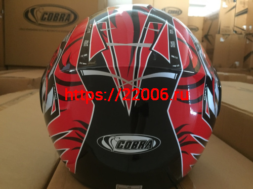 Шлем модуляр COBRA JK111, черный с красным графика(9), с очками, размеры S фото 2