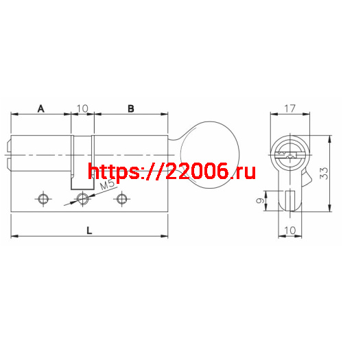 Цилиндровый механизм Kale kilit (Кале килит) с вертушкой 164 DBM-E/80 (35+10+35) mm никель 5 кл. фото 2