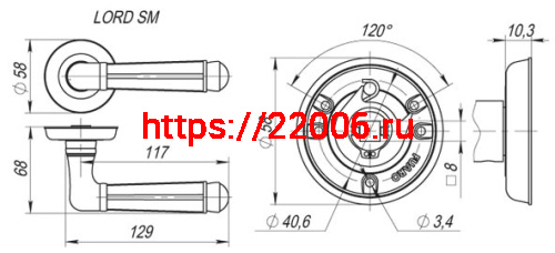 Ручка Fuaro (Фуаро) раздельная R.SM58.LORD (LORD SM) MAB-6 темная бронза фото 2