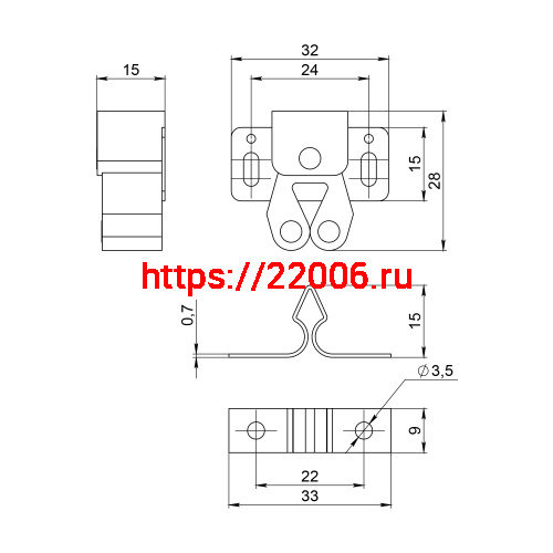 Защелка Ajax (Аякс) роликовая металлическая ZLR32х26 GP золото фото 2