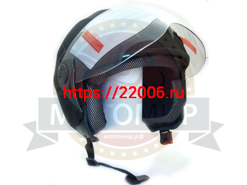Шлем открытый "Safelead" HF-221 "колобки с доп. стеклом" мат. черный размер M фото 2