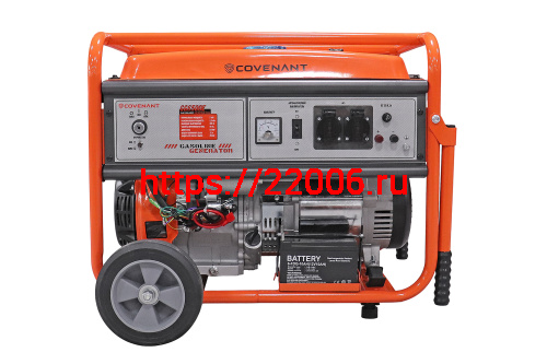 Генератор бенз. "COVENANT"  GG6500E (5,0/5,5кВт, LT188F, 13л.с., бак 25л, 82кг, электростартер, МЕДЬ) фото 2