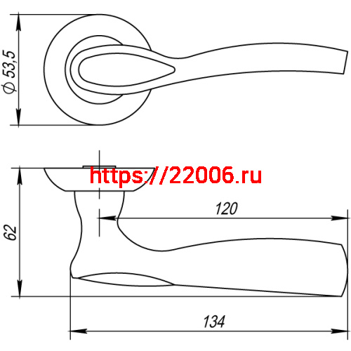 Ручка Punto (Пунто) раздельная R.TL54.RUMBA (RUMBA TL) SN/CP-3 матовый никель/хром фото 4