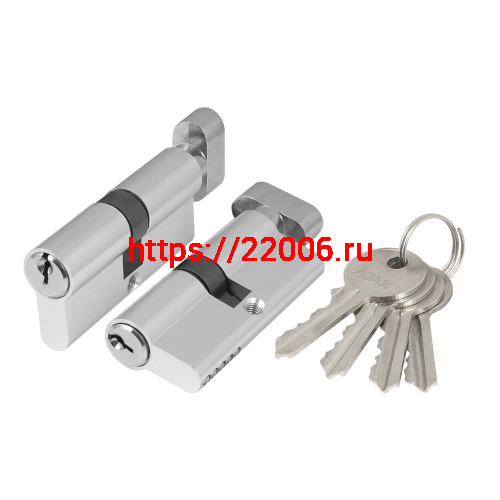 Цилиндровый Ajax (Аякс) механизм (AX102/70) AX1002Knob70 (30+10+30)/HD CP хром 4Key с вертушкой