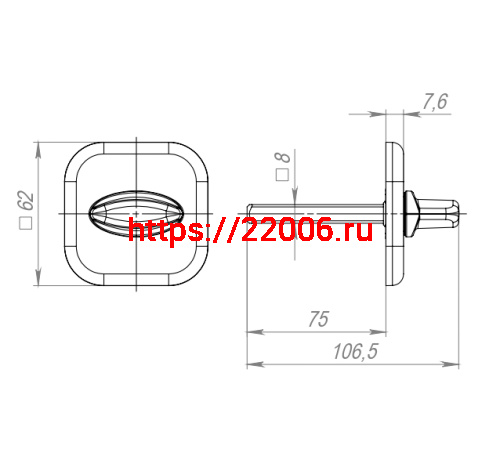 Ручка Fuaro (Фуаро) поворотная BKW8x75.K.XL62 (BKW8x75 XL) CP-8 хром фото 3
