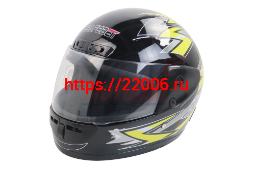 Шлем SAFEBET HF-101 чёрно-серо-желтый Q42 "S,M,L,XL,XXL" (интеграл)