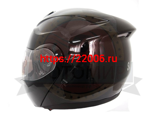 Шлем модуляр "Safelead" HF-119 TRANSFORMER с встр. очками, черный, серебристый размер ХL фото 4