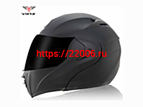 Мотошлем VIRTUE MD-808 трансформер с визором черный матовый с темным стеклом (L)
