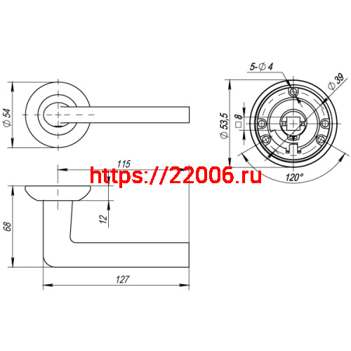 Ручка Punto (Пунто) раздельная R.TL54.REX (REX TL) 105mm SG/GP-4 матовое золото/золото фото 2