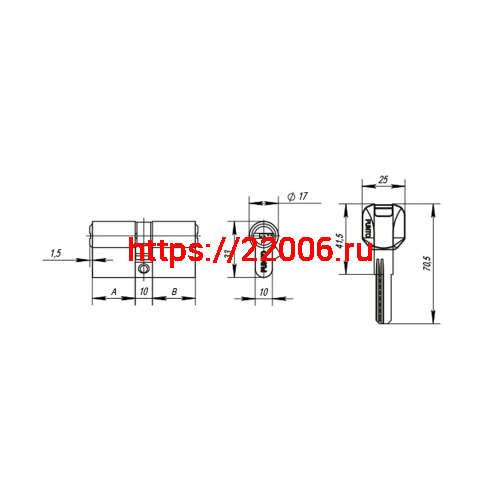 Цилиндровый Punto (Пунто) механизм MaxPro7000Key70mm(30+10+30) SN никель 7key фото 4