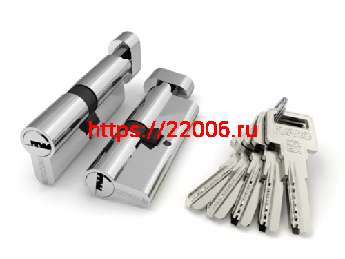 Цилиндровый Fuaro (Фуаро) механизм (R602/90) R6002Knob90(45+10+35) CP хром 5Key с вертушкой