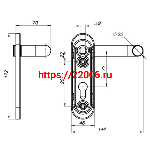 Ручка Fuaro (Фуаро) на планке FP.DH172.0433/2 NE (ANTI-PANIC DH-0433/2) без пружины фото 4