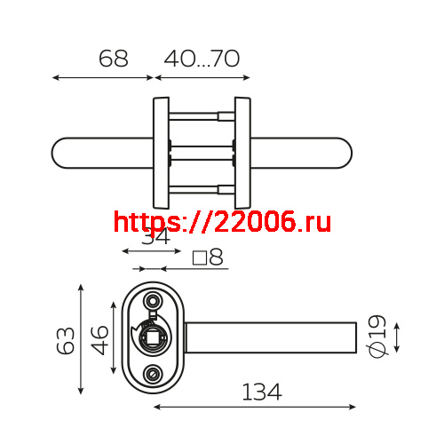 Ручка Fuaro (Фуаро) раздельная R.DSS201-0204P/19 INOX 201 (овальное основание) фото 2
