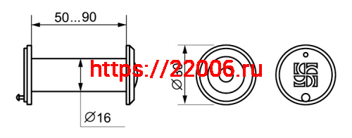 Глазок Fuaro (Фуаро) дверной, оптика пластик DV 3/90-50/Z (VIEWER 3 DVZ) GP золото фото 2