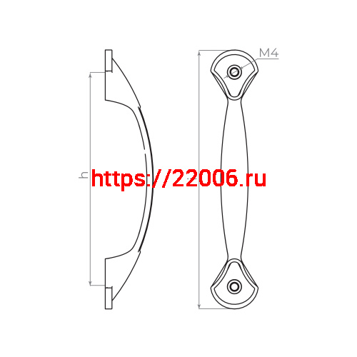 Ручка-скоба Ajax (Аякс) мебельная MB-H-001-96 мм OB античная бронза фото 2