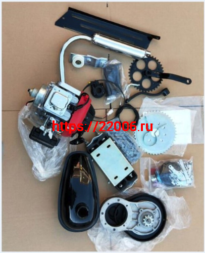 Двигатель Веломотор 4х тактный (цепной редуктор) (КОМПЛЕКТ для установки) фото 2