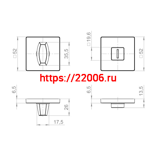 Ручка Fuaro (Фуаро) поворотная BK6.K.ZL52 SSC-16 сатинированный хром фото 3