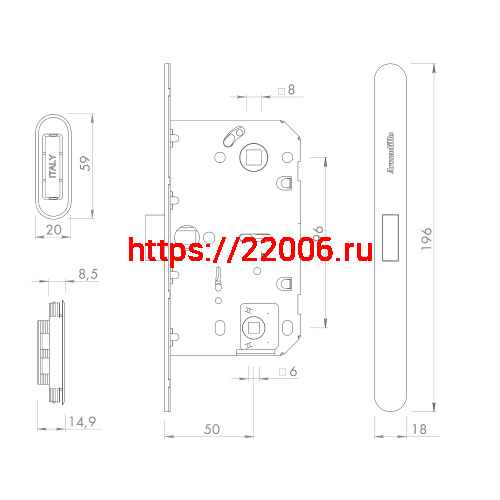 Магнитная Armadillo (Армадилло) защелка WC с ответной планкой GRAVITY.PRO G01.196.50.96 AC медь фото 4