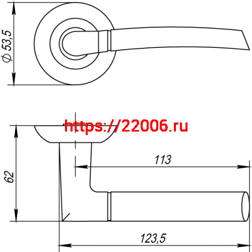Ручка Punto (Пунто) раздельная R.TL54.ARDEA (ARDEA TL) SN/CP-3 матовый никель/хром фото 2