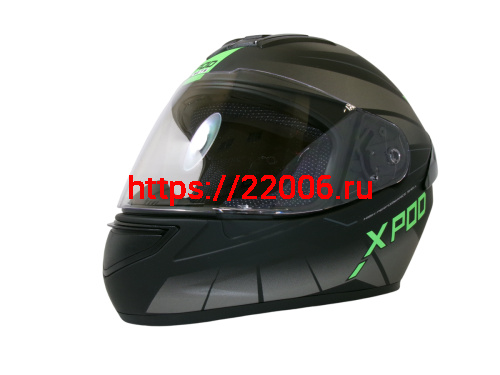 Шлем TVS RACING (Индия) XPOD DULL BLACK NEON GREEN размер XL