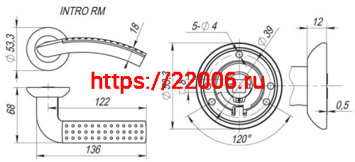 Ручка Fuaro (Фуаро) раздельная R.RM54.INTRO (INTRO RM) SG/GP-4 мат.золото/золото фото 2