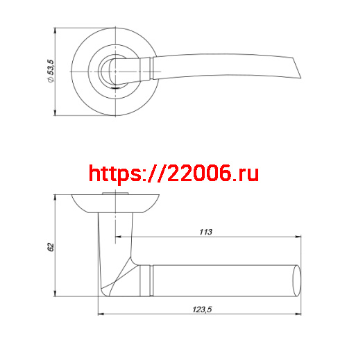 Ручка Punto (Пунто) раздельная R.ZR54.COMETA (COMETA ZR) SN/CP-3 матовый никель/хром фото 2