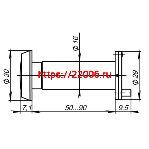 Глазок Punto (Пунто) дверной, оптика пластик DV-3/90-50/P (DVP3/NEW) CP хром фото 3