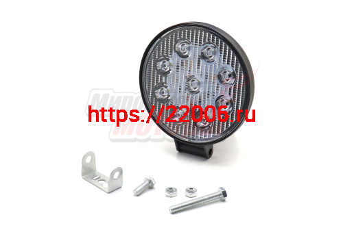 Фара светодиодная 27W 9 диодов SMD, 20мм круг. мет. корпус, ближний свет (Flood) Фара светодиодная 27W 9 диодов SMD, 20мм круг. мет. корпус, ближний свет (Flood)