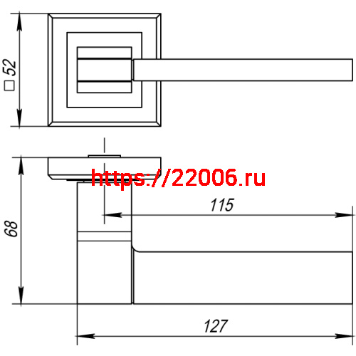 Ручка Punto (Пунто) раздельная K.QL52.TECH (TECH QL) SN/CP-3 матовый никель/хром фото 5