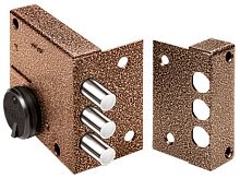 Замок Elbor (Эльбор) накладной Кремень 1.04.51.КМА, никель, сув., 3 риг., зап. коробка, медный антик /32383/